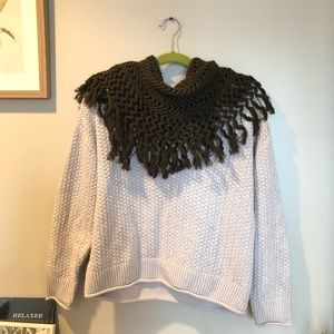 American Eagle Olive Fringe Scarf